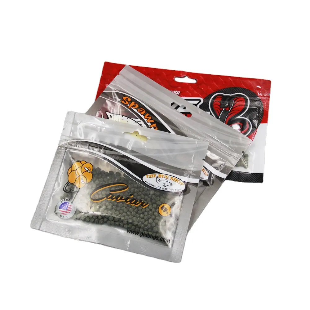 Custom printed soft fish lure packaging bag baits lure fishing bag fishing lure worms plastic bag