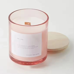 Venta al por mayor de fábrica: Frascos de vidrio esmerilado de 200ml, 300ml, 375ml con tapa de madera, color personalizado, para velas. - Product Image 3