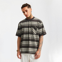 Vente en gros T-shirt avec poche à rayures à manches courtes et col ras du cou avec logo personnalisé T-shirt Streetwear ample pour homme
