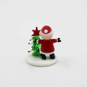 Colorful Custom Glass Santa Claus Globe <b>Father</b> <b>Christmas</b> Statue <b>Christmas</b> Tree with Base for Home Interior <b>Decor</b> - Product Image 3