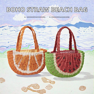 New Fashion Woven <b>Straw</b> Clutch Handbag Women's Summer Beach Crossbody <b>Bag</b> Boho Wicker Single Strap Lace-up Closure Wedding - Product Image 2