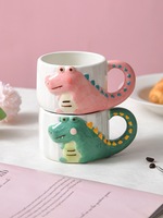 Mug en céramique mignon en forme de crocodile - Tasse à eau de dessin animé pour cadeau d'anniversaire et de fête