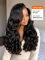 Perruque frontale transparente HD 13x6 Bouncy Wave, cheveux humains pleine densité, raie latérale gauche, ligne de cheveux pré-épilée, vente en gros pour femmes noires