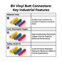 Conectores de Empalme Aislados de Vinilo 22-2 AWG, Terminales de Crimpado de Alambre de Cobre Electrolítico Estañado, Serie UL94-V0 BV, Rojo y Azul