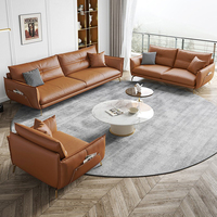 Canapé de bureau moderne en cuir de luxe, trois places, inclinable, avec table basse, pour hôtel, réception d'entreprise, réunion, négociation avec les invités