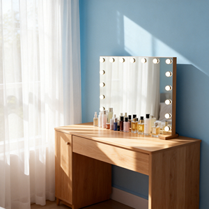 Miroir de maquillage de style Art Déco avec éclairage LED tricolore à intensité variable, commande tactile, lumière de vanité pour chambre à coucher et coiffeuse - Product Image 4