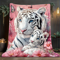 Selimut Flanel Harimau Putih Laris Manis, Selimut Lembut Hangat untuk Sofa, Tempat Tidur, dan Tidur Siang