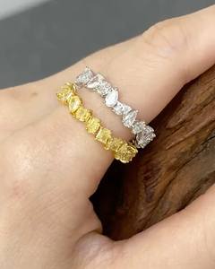 Alliance éternelle en moissanite jaune avec diamants multicolores pour mariage, certifiée IGI, zircon, évaluation de fiançailles incluse - Product Image 4