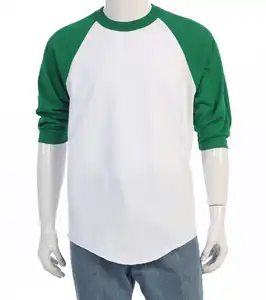 Groothandel Heren Katoenen Kwaliteit Casual Sport Honkbal Raglan Mouw 3/4 Lange Mouw T-Shirt Custom T-Shirt Voor Mannen
