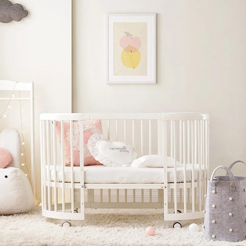 LM Anak-anak 2021 Royal Furniture Kayu Solid Pine Tempat Tidur Anak Bayi 3 In 1 Biaya Tempat Permainan Tempat Tidur