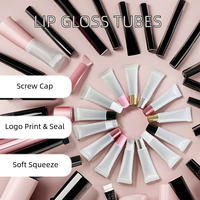Logo personnalisé Mini Tube de brillant à lèvres en plastique souple à presser Capuchon de 5ml 8ml 10ml 15ml 20ml Tubes de rouge à lèvres et de crème cosmétiques transparents vides