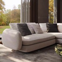 Ensemble de canapé d'angle en tissu crème minimaliste de style italien avec cadre en bois et rembourrage en éponge pour salon