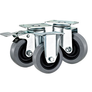 3 4 5 Zoll Mittelschwere Lenkrollen TPR Elastische Gummi-PU-Räder Schwenkbare Handwagen Industrielle Schwenkrollen - Product Image 6