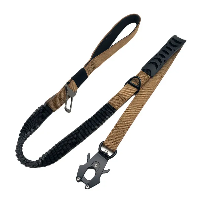 Cintura di sicurezza per auto resistente guinzaglio per cani guinzaglio elastico per cani tattico 4-6 piedi guinzaglio per cani senza trazione con fibbia a rana in alluminio