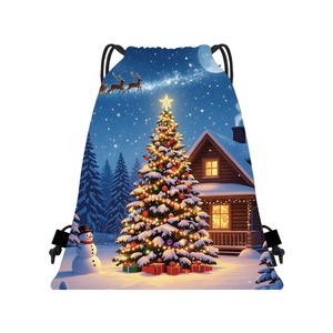 Premium OEM Custom Logo Lightweight Waterproof Sports Bag Christmas Event Gift <b>Drawstring</b> <b>Backpack</b> - Product Image 5