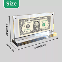 Cadre de présentation de billets de banque en acrylique premium, base noire - 20x10,5 cm, vitrine transparente pour collectionneurs, décoration de bureau, service de découpe