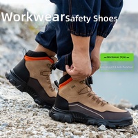 Bottes de sécurité montantes pour hommes en cuir microfibre, résistantes à l'écrasement, anti-perforation, confortables et anti-abrasion pour atelier