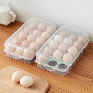Plastic Egg Holder Plastic 10/15 Grids High Quality Plastic Transparent Egg Tray Holder With Lid For Refrigerator Fridge