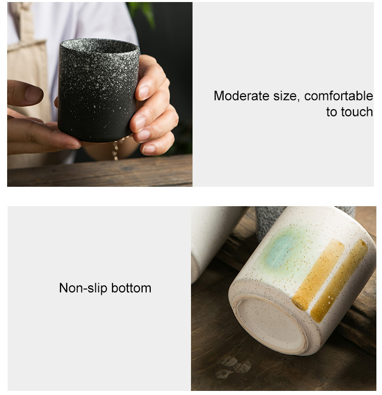 Lot de 4 tasses à thé en céramique émaillée de style japonais faites à la main pour thé, café, matcha, eau - 200 ml
