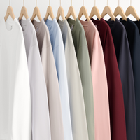 T-shirt à manches longues en coton pur blanc de 230 g, poids lourd, t-shirts personnalisés pour hommes, couleur unie, col rond, sous-vêtement de haute qualité