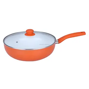 Grandes tailles wok avec revêtement antiadhésif en céramique en aluminium pressée wok MSF-6302