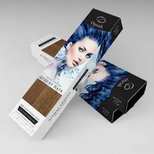 Ustom-caja de cartón colgante de lujo para pelucas, embalaje con ventana de PVC