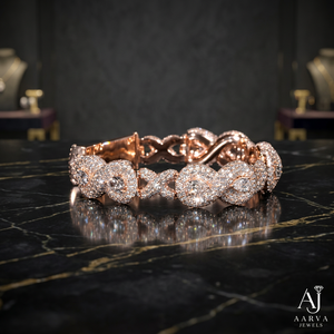 Brazalete de Moissanita Color Oro Rosa con Diseño Infinito X y Eslabones en Forma de Pera, Engastado con Pavé, de Plata de Ley 925, Elegante para Regalo o Fiesta - Product Image 1
