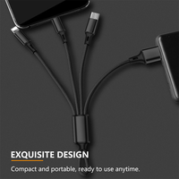 Câble de charge rapide 3-en-1 mini Type-C avec logo personnalisé, conducteur en cuivre pur, blindage tressé, porte-clés en nylon pour mobile
