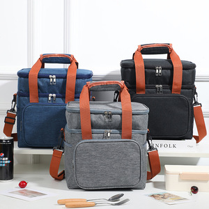 Foldable Double Layer Lunch Bag Large Capacity Crossbody Insulated Cooler Bag With Thickened Aluminum Foil Spring Design - Product Image 1