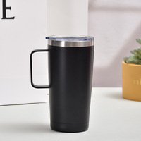 Gobelet isotherme en acier inoxydable de 20 oz avec poignée, tasse de bureau, revêtement poudré, gravure laser personnalisée, logo imprimé en 3D, mug pour fête