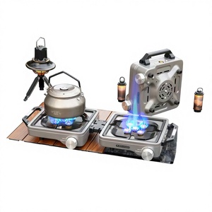 Fornello a <span class=keywords><strong>Gas</strong></span> Butano TL Outdoor a Cinque Stelle, Doppia Testa, Pieghevole, Design Antivento, Portatile per Tutte le Stagioni, Alta Qualità per Campeggio - Product Image 2