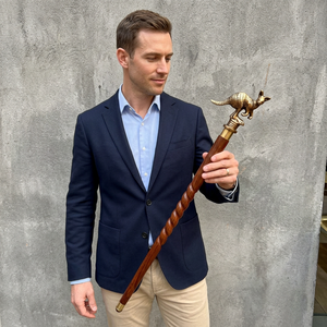 Steampunk Victorian Kangaroo Handle Walking Stick | Vintage Fantasy Gentleman Walking Cane | Collector Gift - Product Image 1