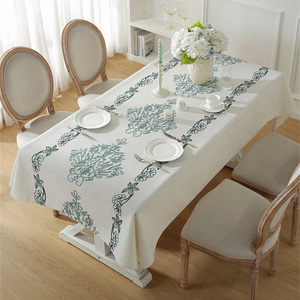<span class=keywords><strong>Nappe</strong></span> rectangulaire de luxe en coton et lin brodé de style baroque, imperméable, pour cuisine, salle à manger et extérieur - Product Image 4