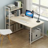 Escritorio de Computadora Ajustable, Escritorio Simple para el Hogar, Escritorio Individual para Estudiantes, Combinación de Escritorio Pequeño con Estantería Integrada