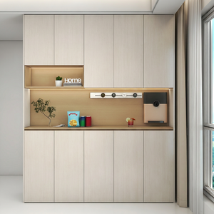 Aparador de Pared Moderno de Lujo con Madera Integrada, Puertas de Vidrio, Estante para Vinos con Iluminación LED, Almacenamiento para Comedor, Sala de Estar o Entrada - Product Image 3
