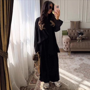 Conjunto de 2 Piezas para Mujer, Estilo <span class=keywords><strong>Chino</strong></span>, Blusa de Manga Larga con Botones Tipo Rana y Pantalones Anchos, Conjunto Casual Holgado para Ropa de Calle - Product Image 2