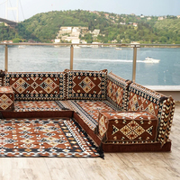 Ensemble de canapés modulaires carrés de style arabe Majlis de qualité supérieure avec mousse haute densité et tissu marron pour salon