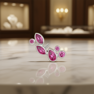 Pendientes Lily & Rose con diseño de flor chapados en plata con cristal rojo purpúreo de corte marquesa, joyería de fiesta para mujer - Product Image 2