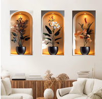 Autocollants muraux amovibles auto-adhésifs à thème végétal tropical avec niche de fenêtre cintrée, motif de feuillage exotique, idéal comme papier peint pour fenêtre.