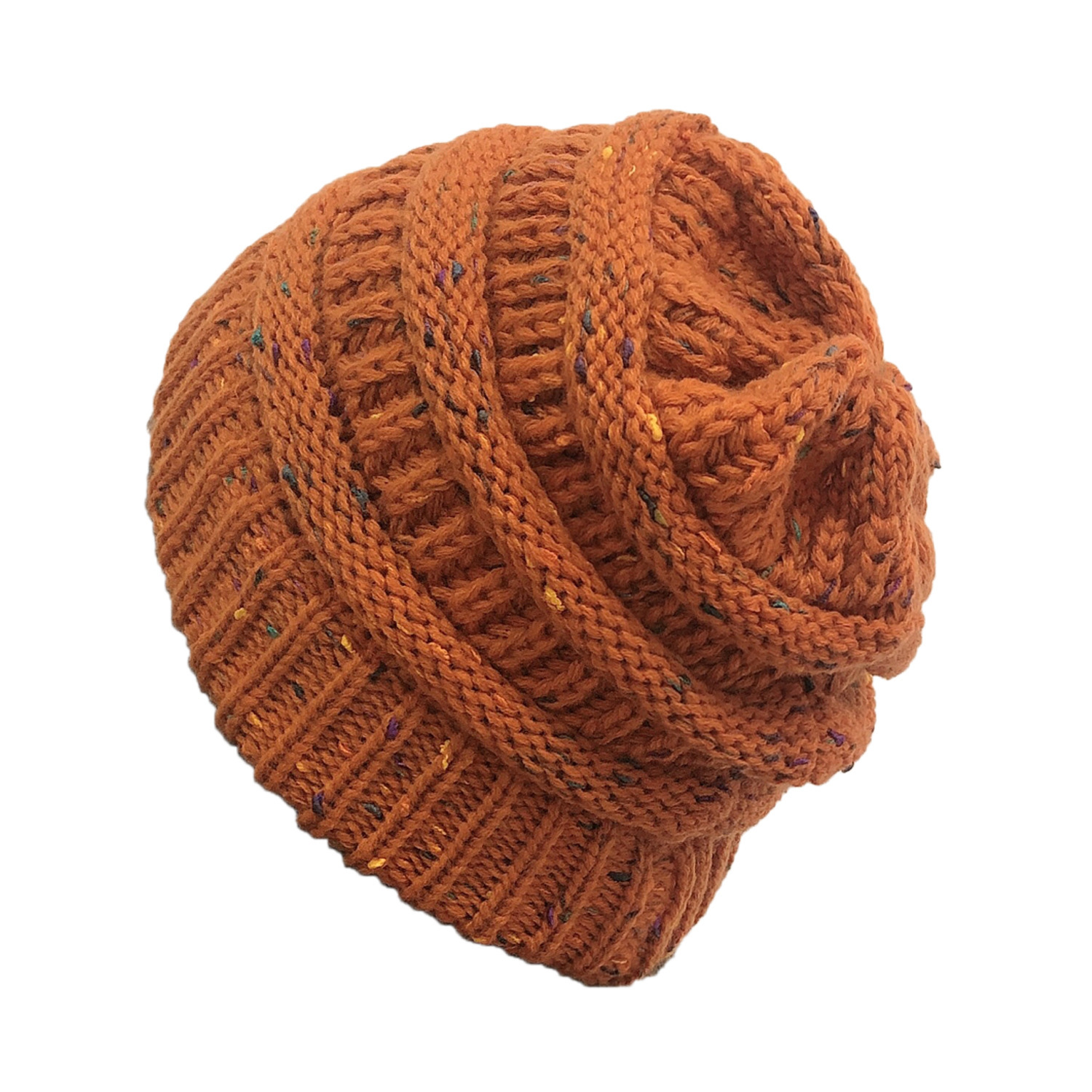 HiRui Knitted Slouchy Beanie - Warm Winter Hat With Ear Coverage, Unisex, Orange, One Size Fits All - View #8