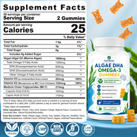 Gummies d'huile d'algues oméga-3 végétales OEM pour la santé cardiaque et cérébrale, sans OGM, véganes, DHA oméga-3