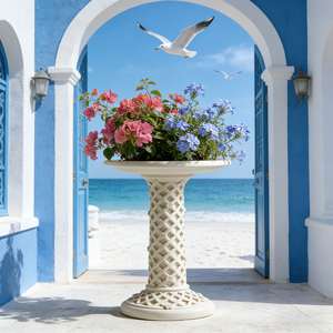 Jardinière sur piétement en résine à motif <span class=keywords><strong>treillis</strong></span>, blanc pur, motif diamant, style irrégulier, plateau à <span class=keywords><strong>fleurs</strong></span> peint à la main, style anglais, rose - Product Image 4