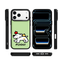 Coque de téléphone AG Feeling Black Edge avec motif Punny Dogt doré pour iPhone 17, 17 Pro Max, 16 Pro, 15, 15 Pro Max – Coque magnétique