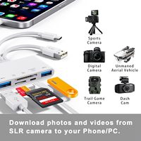Lector de Tarjetas de Memoria 5 en 1, Adaptador USB OTG y Lector de Tarjetas TF/SD para Dispositivos Móviles USB C y USB