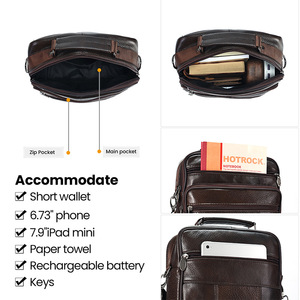 Sac messager en cuir véritable Dujiang pour homme, grande capacité, sac bandoulière vertical, durable, couleur unie, style professionnel - Product Image 3