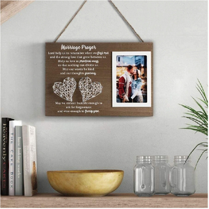 Treo Tường Hôn Nhân Gỗ Cầu Nguyện Khung Hình Tình Yêu Với Chuỗi Trái Tim Handmade - Product Image 6