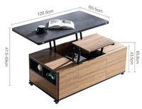 Table basse transformable multifonctionnelle innovante avec plateau relevable, style mobilier de salon pour usage domestique