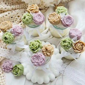 Velas Aromáticas de Cera de Soya con Aroma a Rosa Peonía 3D Hechas a Mano en Frascos de Vidrio, Decoración para el Hogar, Regalo para Bodas y Despedidas de Soltera - Product Image 3