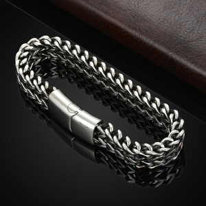 Bracelet <span class=keywords><strong>gourmette</strong></span> cubaine tendance en acier inoxydable géométrique de 8 mm avec fermoir magnétique massif, style rock et hip-hop, pour hommes et femmes - Product Image 2