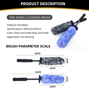 <span class=keywords><strong>Brosse</strong></span> de nettoyage de roue de voiture en <span class=keywords><strong>microfibre</strong></span> douce sans rayures avec logo privé, design ergonomique, bleu gris - Product Image 2